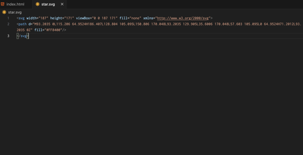VSコードでSVGファイルを開いている画像